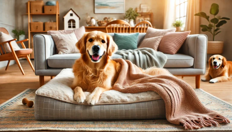 camas y mantas para golden retriever